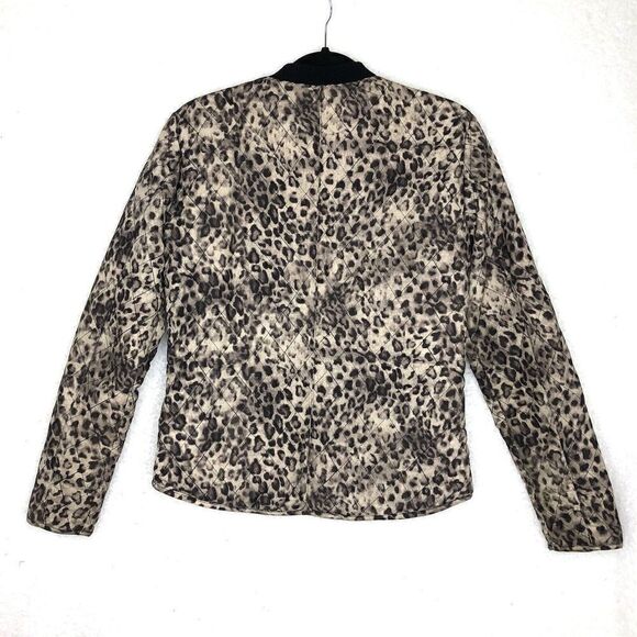 St Tropez Cheetah Leopard Bomber Jacket Quilted High Low Zip Casual - Picture 2 of 8